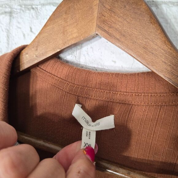 Maurices collared long sleeve brown top - Picture 10 of 13